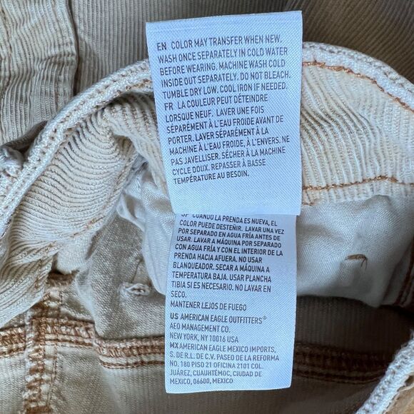 American Eagle Jeans Women's Size 10 Tan Mom Straight Corduroy Stretch - Picture 5 of 13